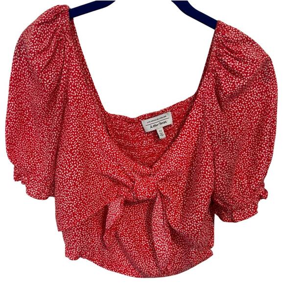 & Other Stories 10 crepe cropped top bow ruffled tied front side zip closure - Picture 8 of 11